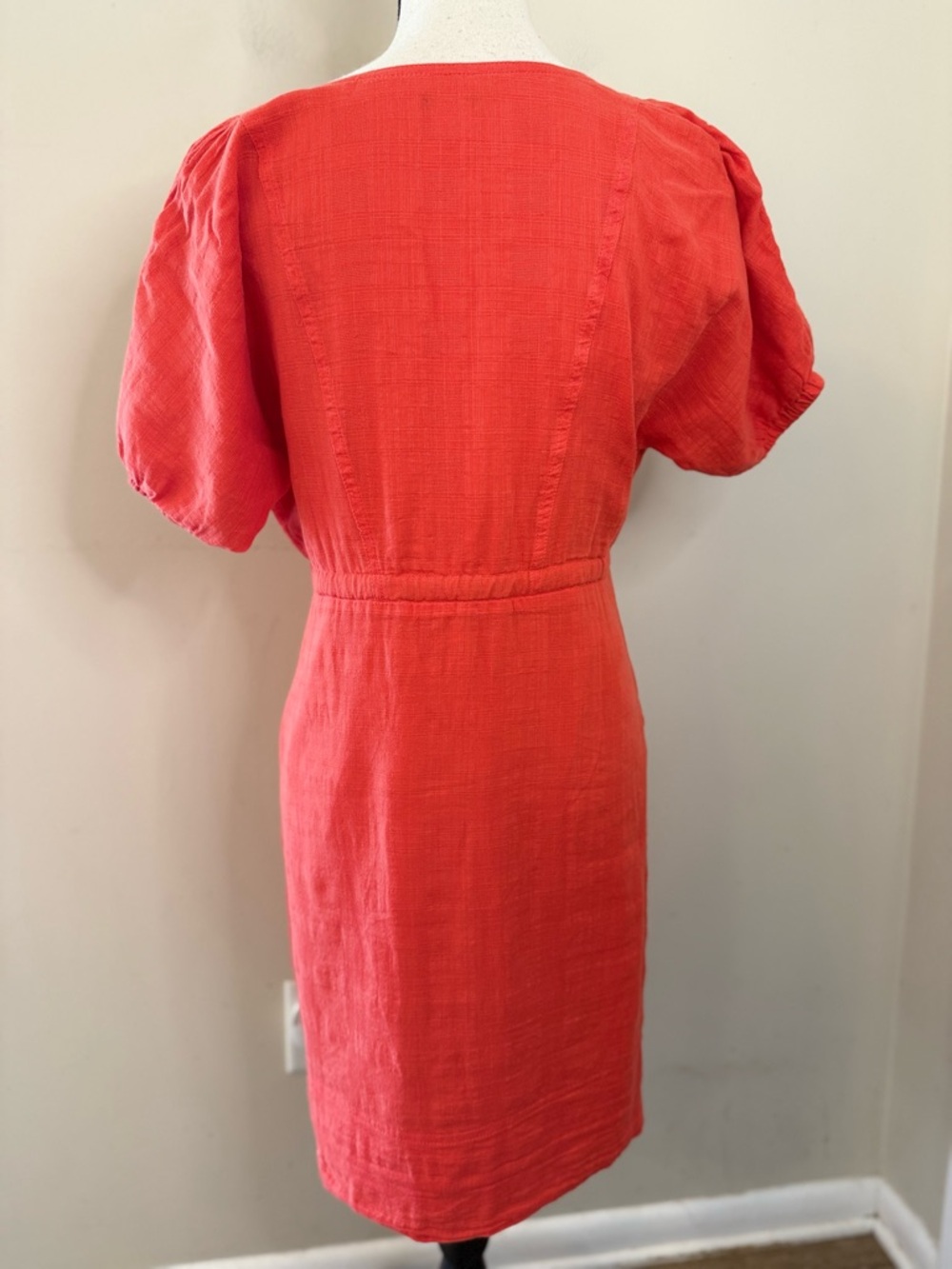 J. Crew Factory boho red V neck midi dress summer chic SZ 6 - Picture 4 of 15